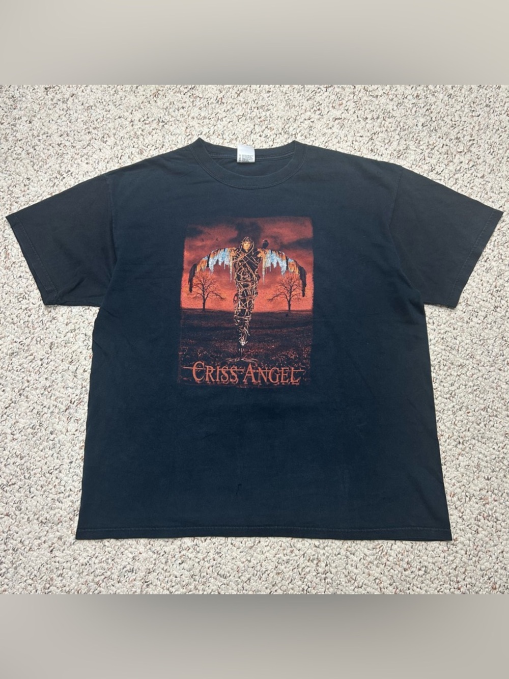 Vintage Criss Angel Scarecrow Graphic Tee 2004 Men’s XL REPAIRED Rare 24x28 Y2K